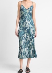 Vince Floral Crushed Satin Midi Slipdress