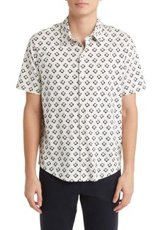 Vince Floral Short Sleeve Cotton Button-Up Shirt