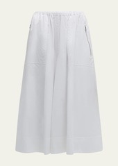Vince Gathered Utility Zip-Pocket Cotton Midi Skirt