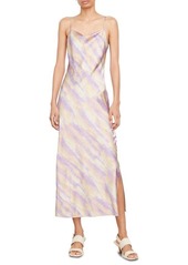 Vince Ikat Tie Dye Cowl Neck Satin Slipdress