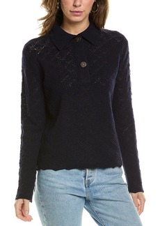 Vince Lace Stitch Polo Wool & Cashmere-Blend Sweater