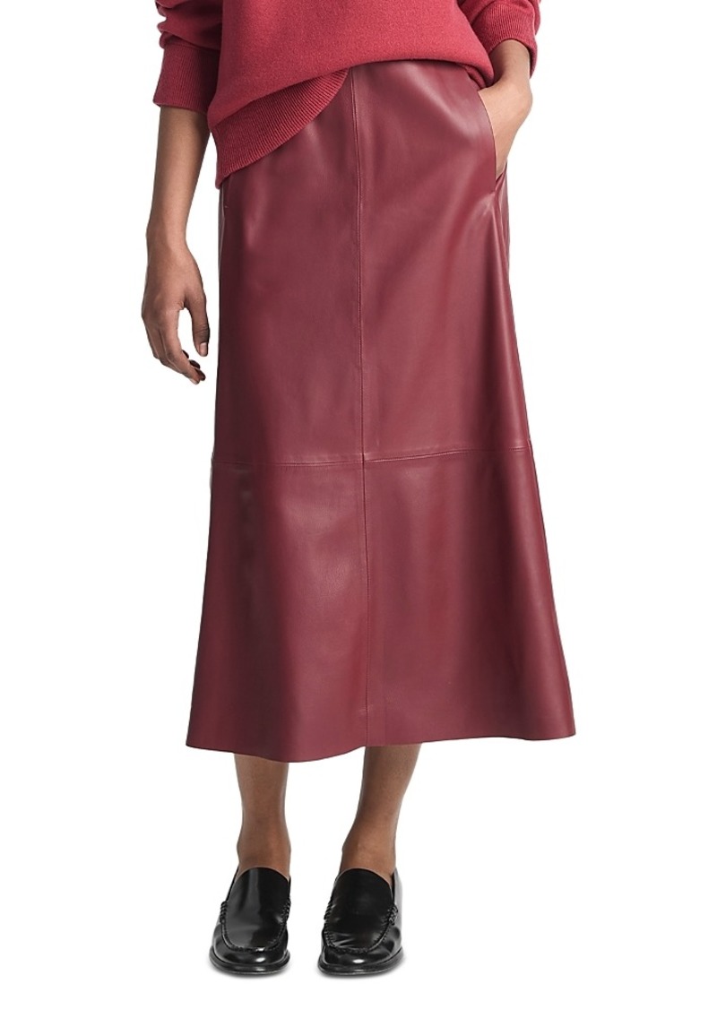 Vince Leather Mid Rise Skirt