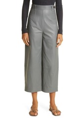 Vince Leather Wide Leg Crop Pants in Sea Stone at Nordstrom