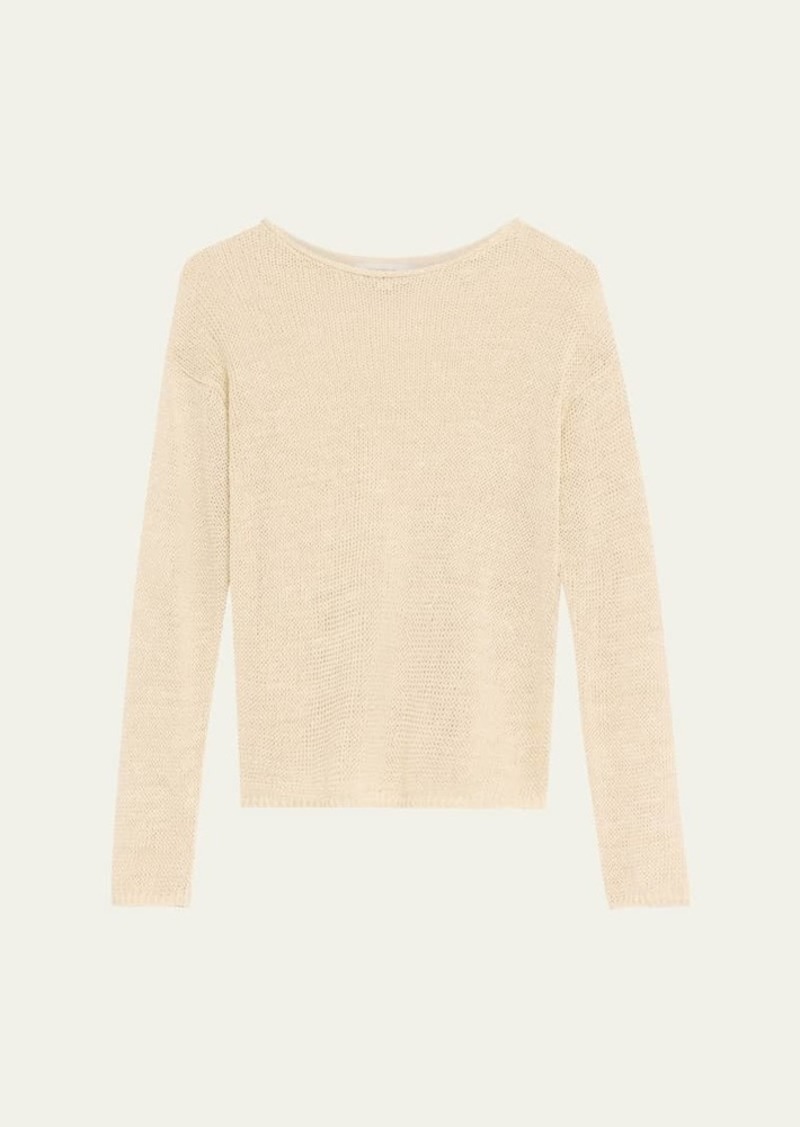 Vince Linen Cord Drop-Shoulder Crewneck Top