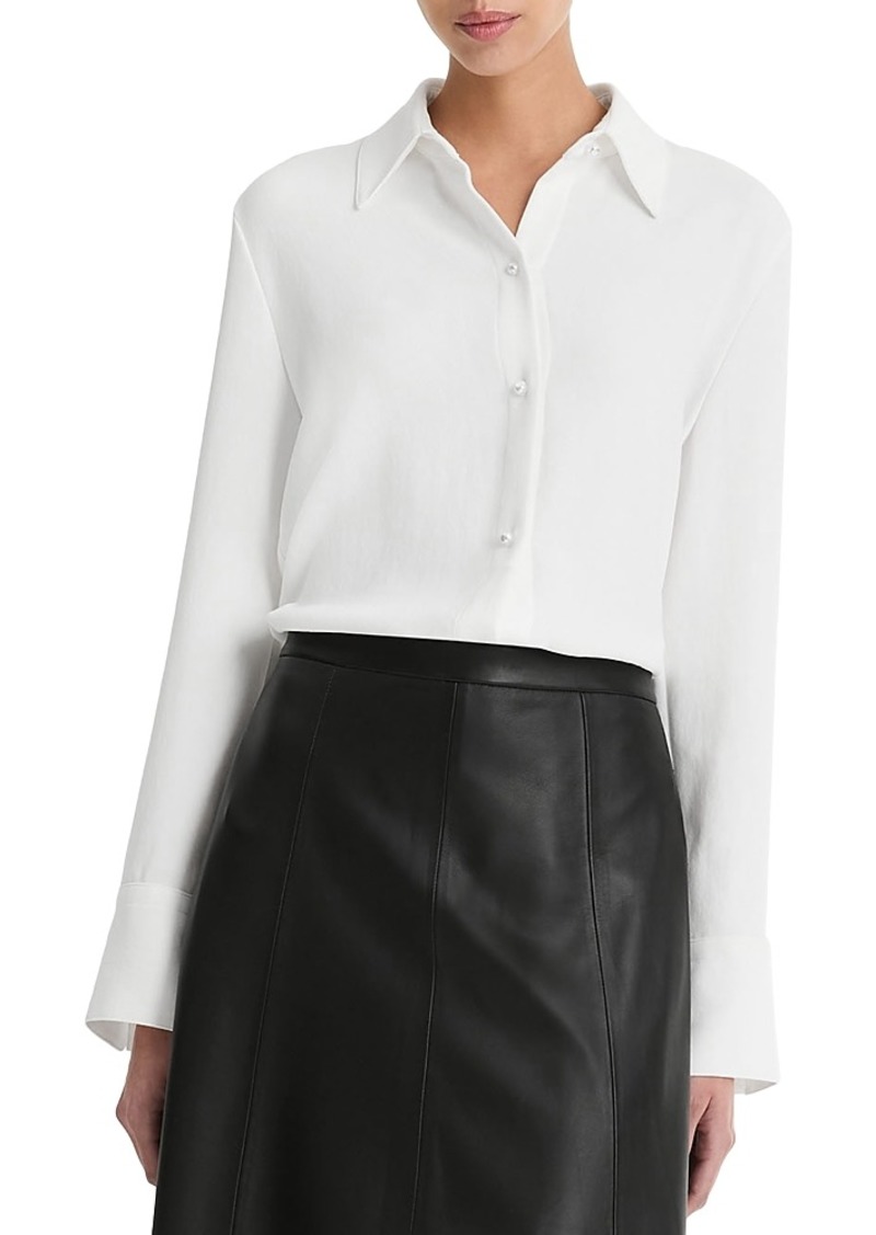 Vince Long Sleeve Pearl Button Blouse