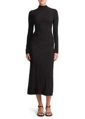 Vince Long Sleeve Silk Knit Midi Dress