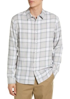 Vince Men's Boulevard Plaid Cotton Button-Up Shirt in Light Heather Grey at Nordstrom