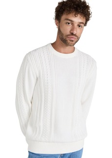 Vince Mens Cotton Cable Crew Sweater Off White  US
