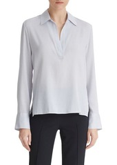 Vince Micro Stripe Stretch Silk Popover Shirt