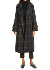 Vince Modern Plaid Wool Blend Trench Coat