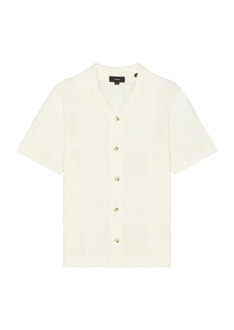 Vince Patchwork Pointelle Button Down Shirt