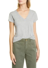Vince Pima Cotton V-Neck Top in Heather Grey at Nordstrom