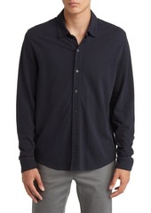 Vince Cotton Piqué Knit Button-Up Shirt