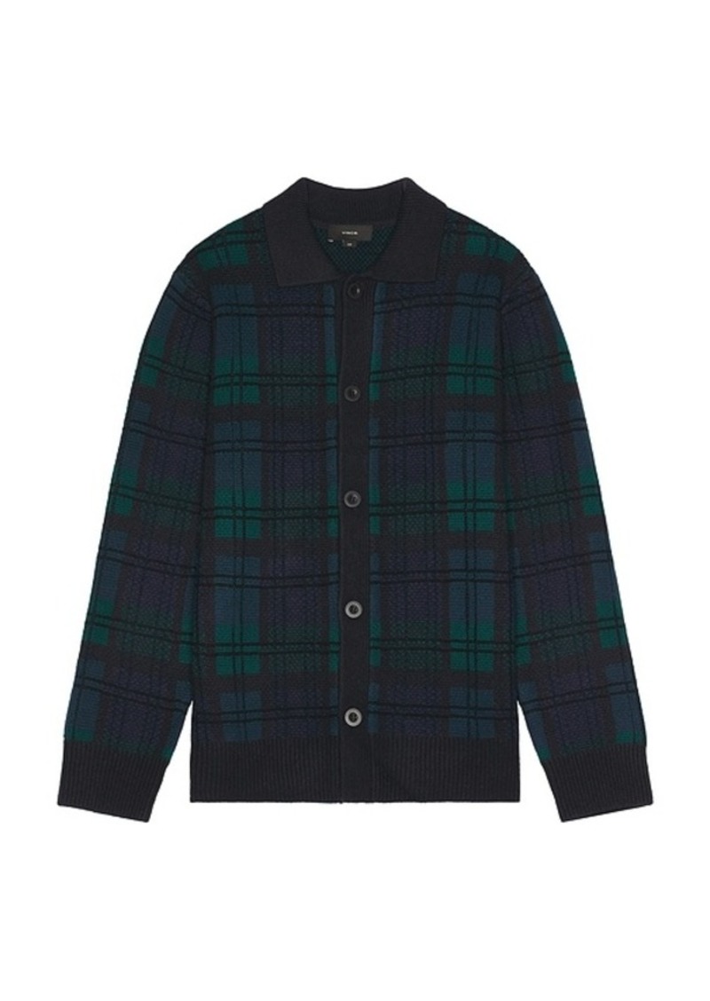 Vince Plaid Button Down Sweater