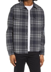 Vince Plaid Cotton Blend Button-Up Shirt in Coastal/heather Grey at Nordstrom