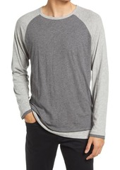 Vince Regular Fit Double Layer Baseball Crewneck Shirt in Heather Grey/Med Heather Grey at Nordstrom