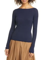 Vince Ribbed Boat Neck Cotton Sweater
