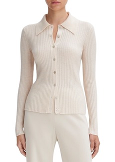Vince Ribbed Button Front Cardigan