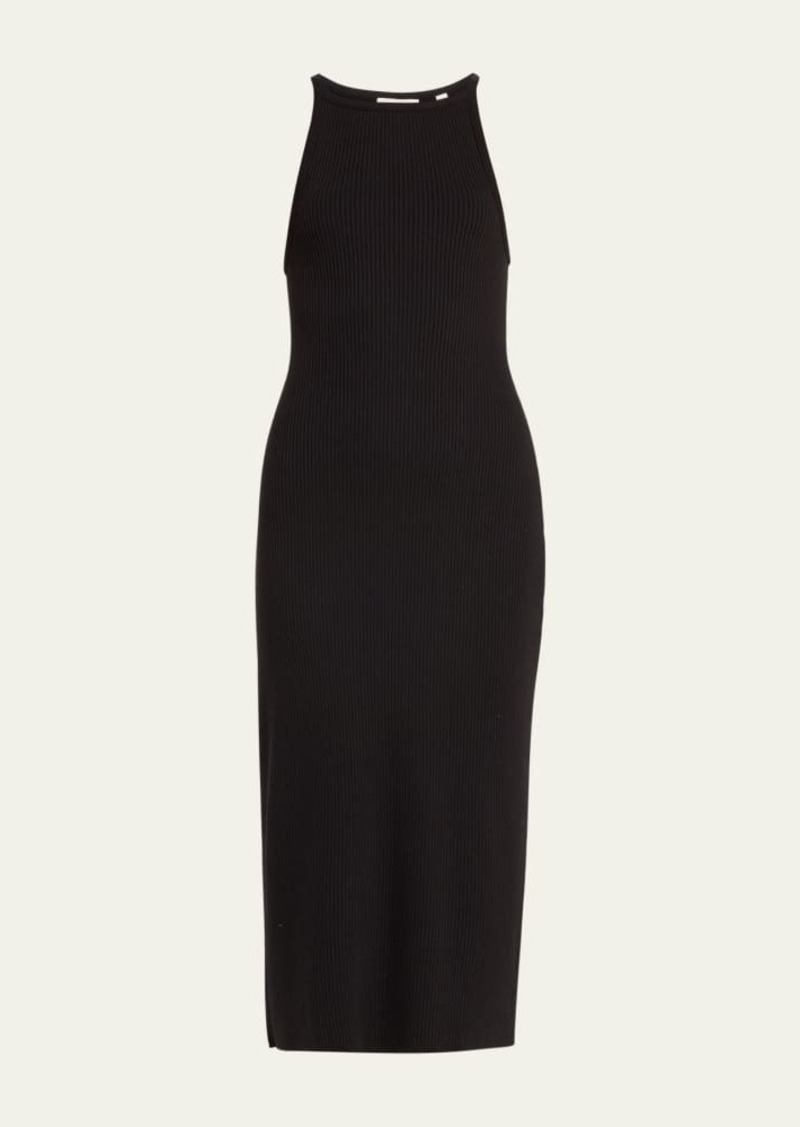 Vince Ribbed High-Neck Midi Tank Dress