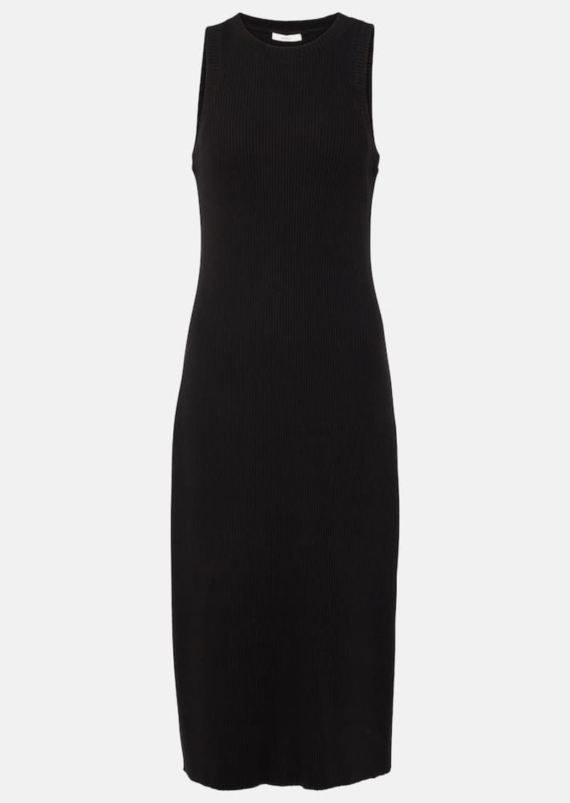 Vince Ribbed-knit jersey midi dress