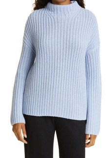Vince Ribbed Wool & Cashmere Blend Mock Neck Sweater in Light Peri Blue at Nordstrom