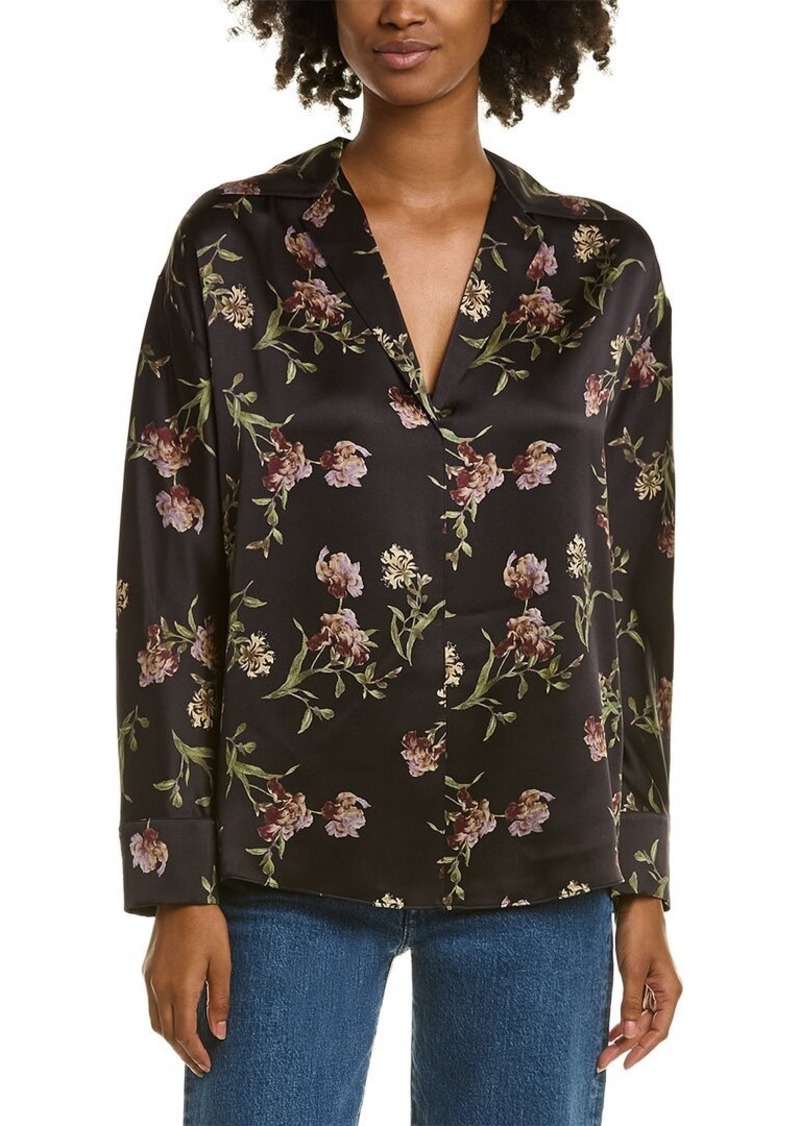 Vince Satin Iris Honeysuckle Silk Blouse