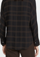 Vince Shadow Plaid Band Collar Pullover