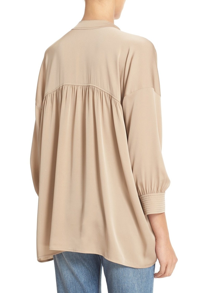 Vince Vince Shirred Drape Stretch Silk Pullover | Tops