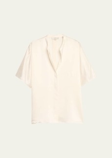 Vince Short-Sleeve Dolman Button-Front Silk Blouse