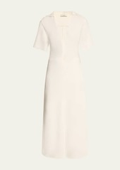 Vince Short-Sleeve Zip-Front Midi Polo Dress