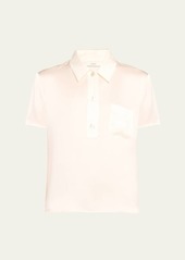 Vince Silk Charmeuse Short-Sleeve Polo Shirt