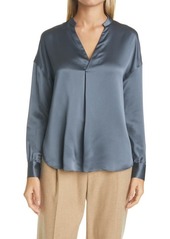 Vince Silk Pleat Front Blouse in Azure at Nordstrom