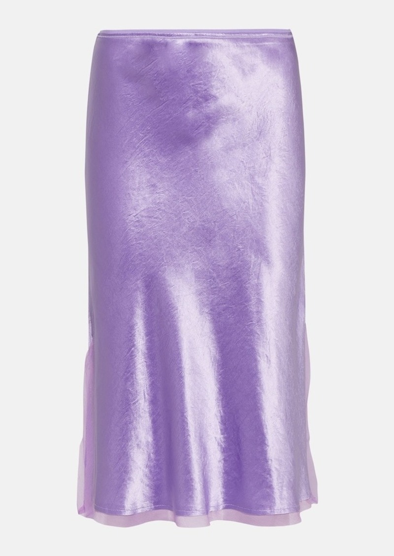 Vince Silk-trimmed satin slip skirt