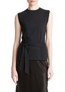 Vince Sleeveless Belted Cotton Top