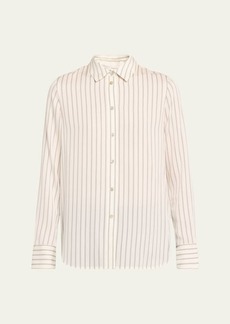 Vince Slim-Fitted Silk Stripe Blouse