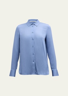 Vince Slim-Fitted Stretch Silk Button-Front Blouse