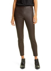 Vince Stitch Back Leather Leggings in Chocolate at Nordstrom