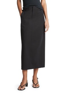 Vince Straight Fit Stretch Cotton Midi Skirt