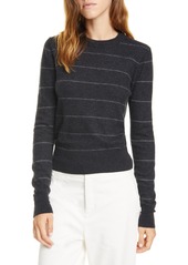 Vince Stripe Fitted Cashmere Crewneck Sweater