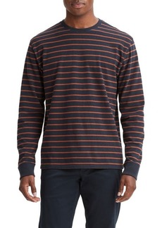 Vince Stripe Long Sleeve Sueded Jersey T-Shirt