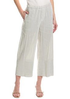 Vince Striped Pull-On Cropped Linen-Blend Pant