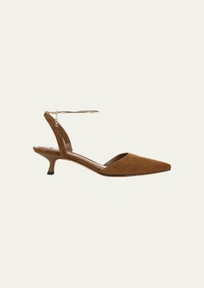 Vince Suede Ankle-Chain Slingback Pumps