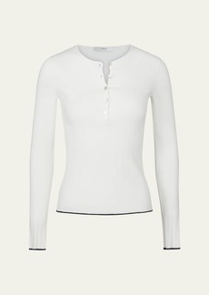 Vince Tipped-Edge Long-Sleeve Henley Top