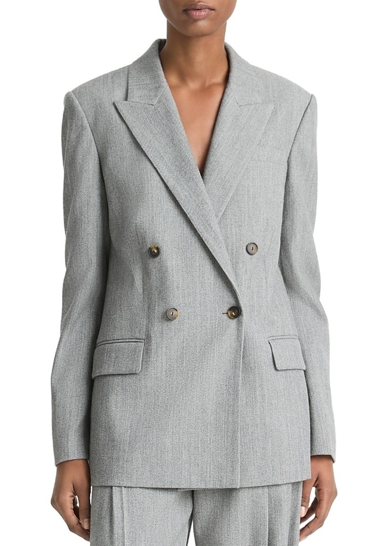 Vince Twill Double Breasted Wool Blazer