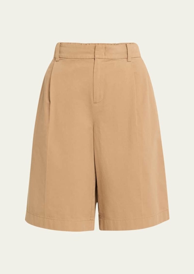 Vince Washed Cotton Pleated Wide-Leg Shorts