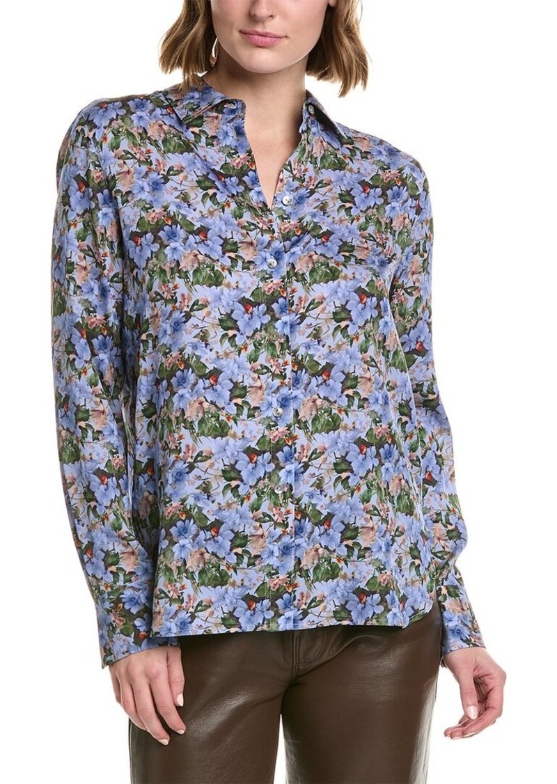 Vince Wild Primrose Slim Fitted Silk-Blend Blouse