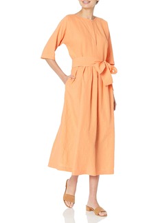 Vince Womens Boat NK Belted Dress