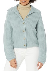 Vince Womens BRUSHED RIB CARDIGAN PACIFIC STONE