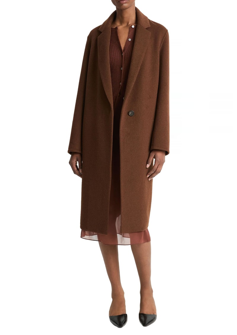 Vince Womens CLASSIC STRAIGHT COAT DEEP OAK SMALL