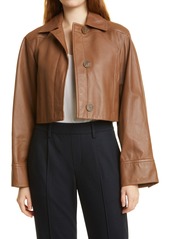Vince Women's Crop Leather Jacket in Fawn at Nordstrom